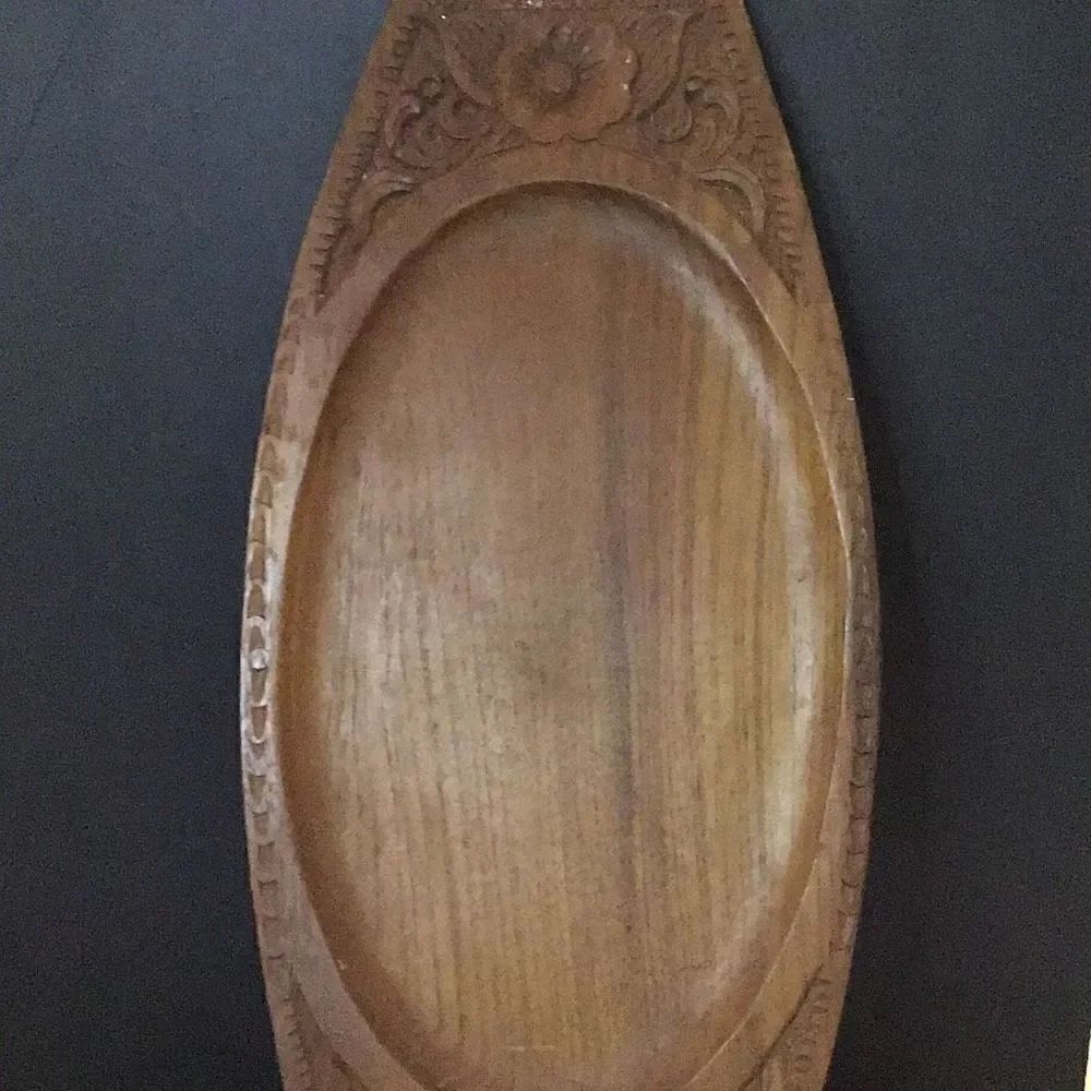 Vintage flatter hand, carved teak wood